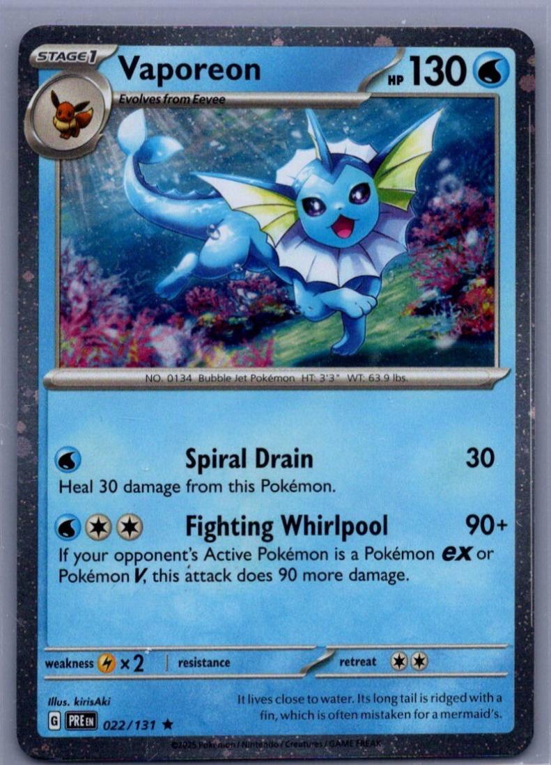 Prismatic Evolutions Vaporeon [Cosmos-Holo] Pokémon card